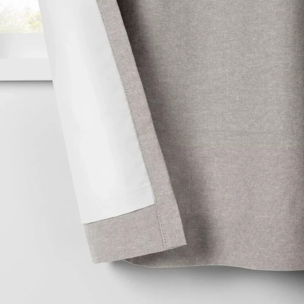 Pillowfort Heather Gray Chambray Cotton Blackout Curtain Panel 42